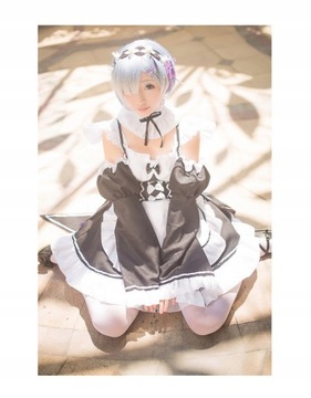 Cosplay Anime Lolita Re Zero Rem Ram Maid sukienka
