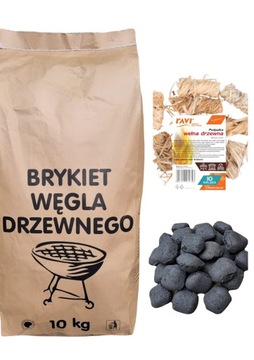 brykiet grillowy 10 kg + podpałka wełna drzewna + zapałki długie