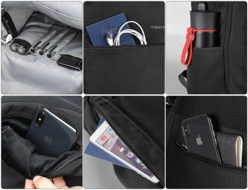 Устойчивый к загрязнениям рюкзак Tigernu для ноутбука с USB-накопителем 15,6 дюйма.