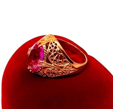 Złoty pierścionek Ażur z różowym kamieniem PR.583 W:4,76gr R.14 InterSKLEP