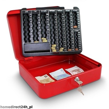 КАССЕТА ДЛЯ ДЕНЕГ, МЕТАЛЛИЧЕСКИЙ СЕЙФ, 30 СМ, КРАСНЫЙ