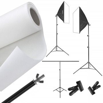 DOMOWE STUDIO FOTOGRAFICZNE Z TŁEM 2x85W 50x50cm