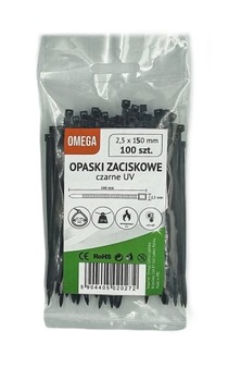 OPASKI TRYTKI ZACISKOWE KABLOWE UV CZARNE 2,5X150