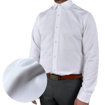KOSZULA MĘSKA BIAŁA Z TKANINY OXFORD Slim S