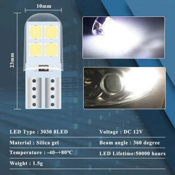 10x W5W Led T10 Canbus 3030 8SMD Салон автомобиля