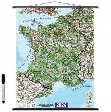 Mapa ścienna Kodowo-Drogowa FRANCJI 160x120cm Aktualna 2024