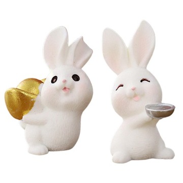 2x Urocza ozdobna figurka królika wykonana rę
