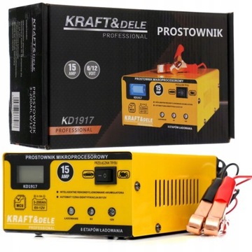 ВЫПРЯМИТЕЛЬНОЕ ЗАРЯДНОЕ УСТРОЙСТВО ДЛЯ АККУМУЛЯТОРОВ 6/12В 15А AGM GEL Kraft