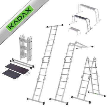 АЛЮМИНИЕВАЯ СОЕДИНЕННАЯ ЛЕСТНИЦА 4x3, РАСШИРЯЕМАЯ НАКЛОННАЯ ПЛАТФОРМА 150 кг