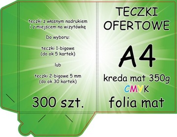 TECZKI ofertowe firmowe A4 z nadrukiem folia MAT - 300 sztuk