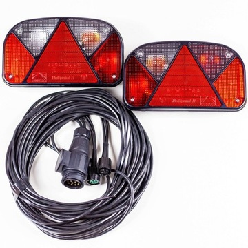 Lampy tylne do przyczepy ASPOCK Multipoint II + wiązka instalacja 7m 13PIN