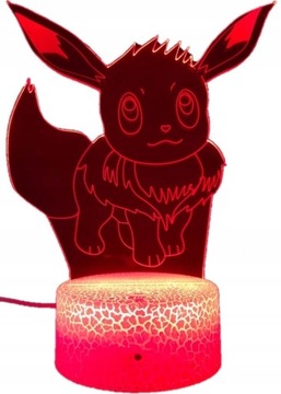 LAMPKA POKEMON EEVEE 3D LED ZMIANA KOLORU ZASILENIE BATERYJNE ORAZ SIECIOWE