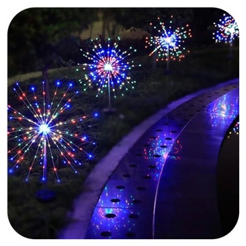 4Szt Lampki ogrodowe solarne Wbijane dmuchawiec fajerwerki ozdoba 150 LED