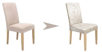 POKROWIEC NA KRZESŁO LIŚCIE PALMY SZARY BEŻ WZORY