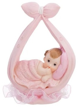 Figurka dziewczynka w chuście różowy 11cm chrzest