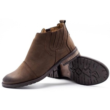 SZTYBLETY MĘSKIE OCIEPLANE POLSKIE SKÓRZANE 872K BRĄZOWE 41