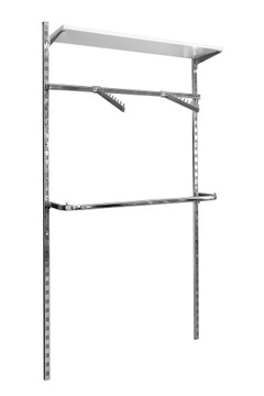 REGAŁ METALOWY MODUŁOWY GARDEROBA SKLEP DOM BUTIK WIESZAK 100x200 CHROM