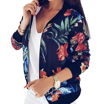 DAMSKA BLUZA KURTKA BOMBERKA W KWIATY MODNA 2XL