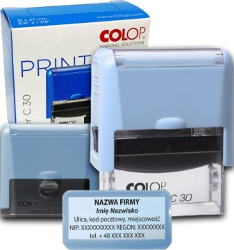 PIECZĄTKA COLOP C30 DO 6 LINII FIRMOWA IMIENNA BIUROWA PROJEKT + GUMKA