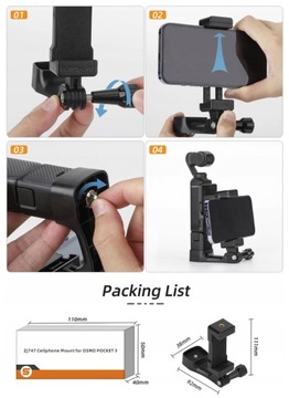 Uniwersalny Uchwyt Adapter Regulowany na do DJI Osmo Pocket 3 - 1/4' cala