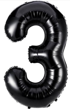 Balon Foliowy Cyfra 3 Czarna Cyferka HEL 100cm