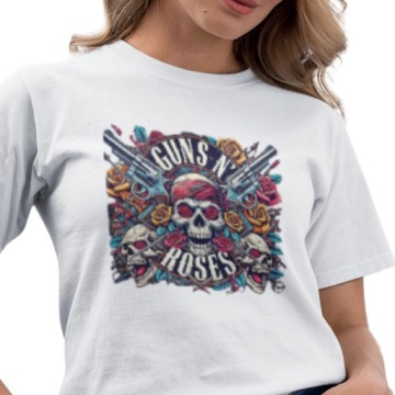 KOSZULKA DAMSKA BAWEŁNIANA DLA FANKI GNS GUNS N' ROSES TSHIRT PREZENT S