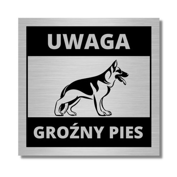 TABLICZKA TABLICA UWAGA GROŹNY PIES PIKTOGRAM ALUMINOWA MOCNA NA FURTKĘ