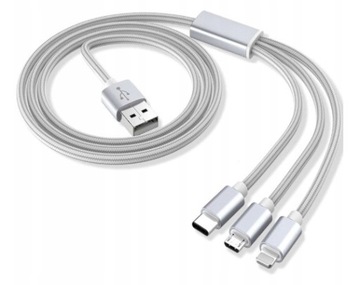 КАБЕЛЬ Lightning 3in1 MICRO USB USB-C ДЛЯ ТЕЛЕФОНА