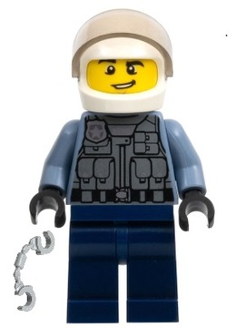 P6*LEGO FIGURKA cty1285 POLICJANT MOTOCYKLISTA + KAJDANKI, NOWY