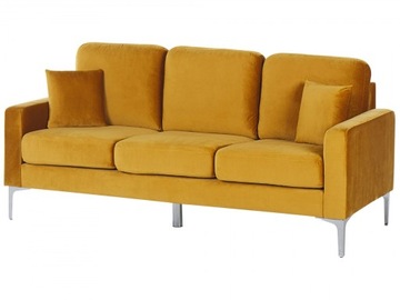 KANAPA SOFA WERSALKA DO SALONU 3-osobowa welurowa żółta