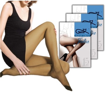 Rajstopy Gatta Julia STRETCH 15den 2-S glace 3-pak
