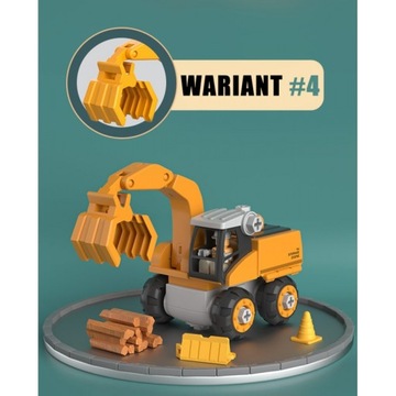 Мега-поворотный экскаватор для строительной площадки 5 в 1 XXL, набор WOOPIE DIY