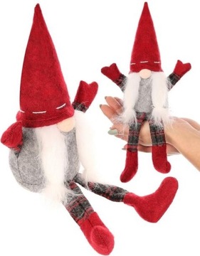 OZDOBA ŚWIĄTECZNA FIGURKA SIEDZĄCY SKRZAT GNOM DEKORACYJNY 20+10CM