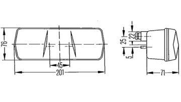 Фонарь задний комбинированный 201х76мм правый