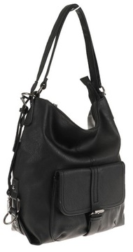 JUST GLAMOUR Włoska Elegancka Torebka worek plecak 2w1 SQTU7136 Black