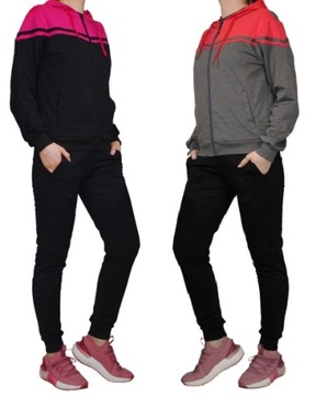 КОМПЛЕКТ ЖЕНСКОГО СПОРТИВНОГО КОСТЮМА С КАПЮШОНОМ СМЕШАННЫЕ ЦВЕТА РАЗМЕР M