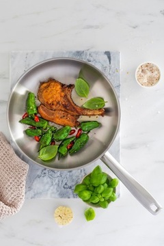 Стальная сковорода GHIDINI 24 см, итальянская нержавеющая сталь 18/10, до 300°C