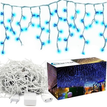 LAMPKI SOPLE 300 LED NIEBIESKIE ZEWNĘTRZNE KURTYNA ŚWIETLNA GIRLANDA