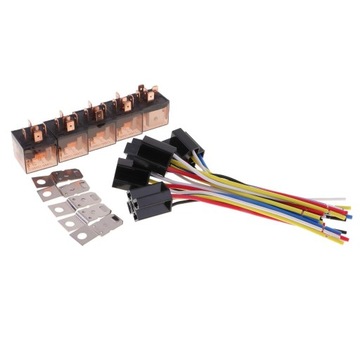 5x przekaźniki 12V DC 80A z 5x gniazdami,