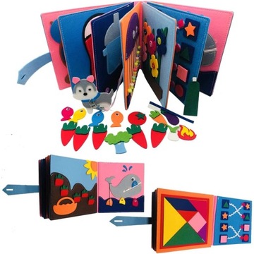 MONTESSORI KSIĄŻKA MANIPULACYJNA SENSORYCZNA FILC