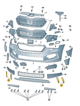 LIŠTA ZDOBENÁ NÁRAZNÍKU PRAVÁ SKODA SCALA KAMIQ OE