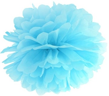 POMPON bibułowy 25 cm błękitny niebieski POMPON