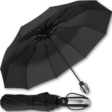 SOLIDNY PARASOL PARASOLKA SKŁADANA AUTOMAT UNISEX 10 DRUTÓW + POKROWIEC