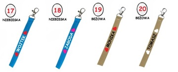 Smycz na klucze z imieniem na nadgarstek - serca