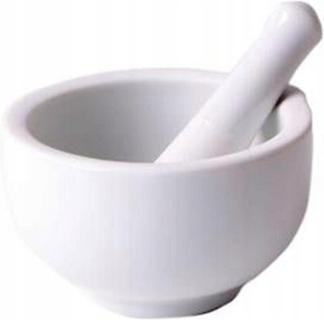 MOŹDZIERZ CERAMICZNY Z TŁUCZKIEM BIAŁY MAŁY 8 CM