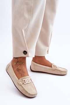 МОКАСИНЫ ЖЕНСКИЕ ЗАМШЕВЫЕ, БЕЖЕВЫЙ 38