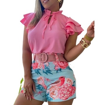 LATO DAMSKA ELEGANCKA KOSZULA+SZORTY DAMSKIE