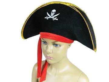 KAPELUSZ PIRACKI PIRAT PIRATKA WELUROWY 1-9 LAT