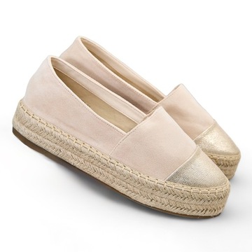 BEŻOWE ESPADRYLE DAMSKIE DERALLE 40