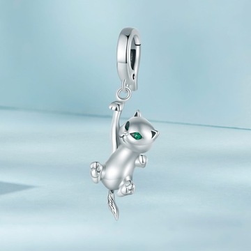 G754 Серебряная подвеска в виде котенка с подвеской на кнопке